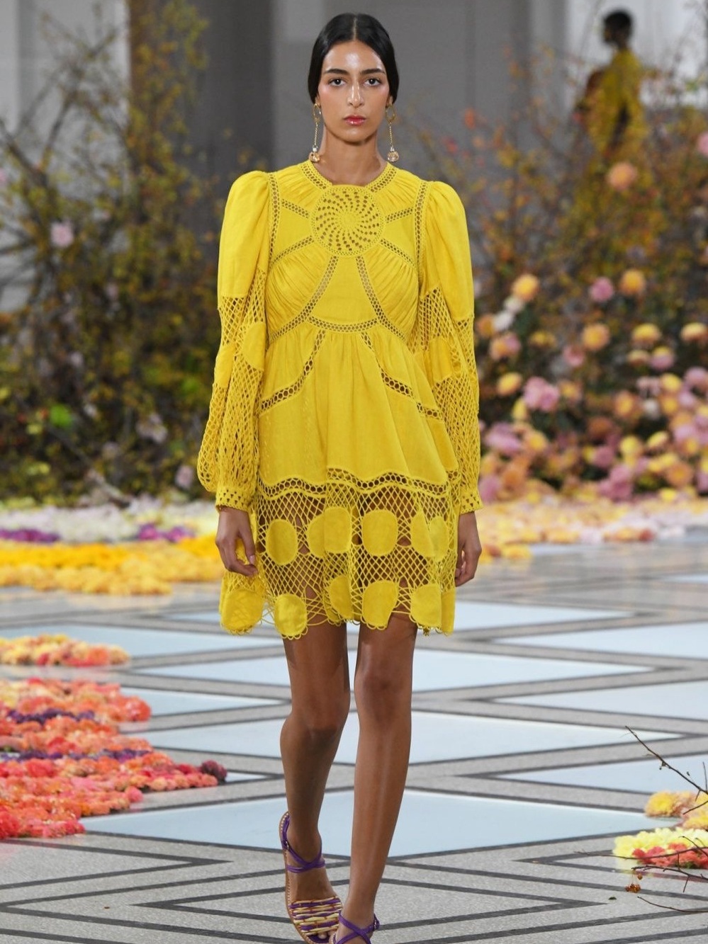 Ulla Johnson Titania Sunsprite Yellow Crochet Lace Puff Sleeve Dress Size *Small
